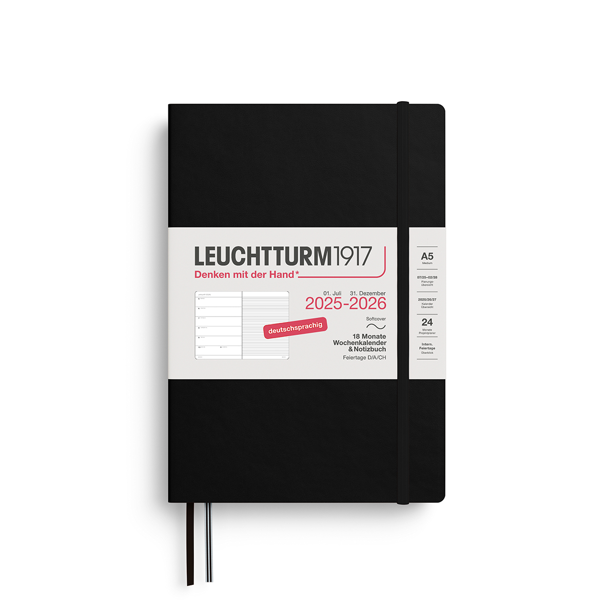Leuchtturm Wochenkalender & Notizbuch Medium (A5) Softcover 2026 18 Monate