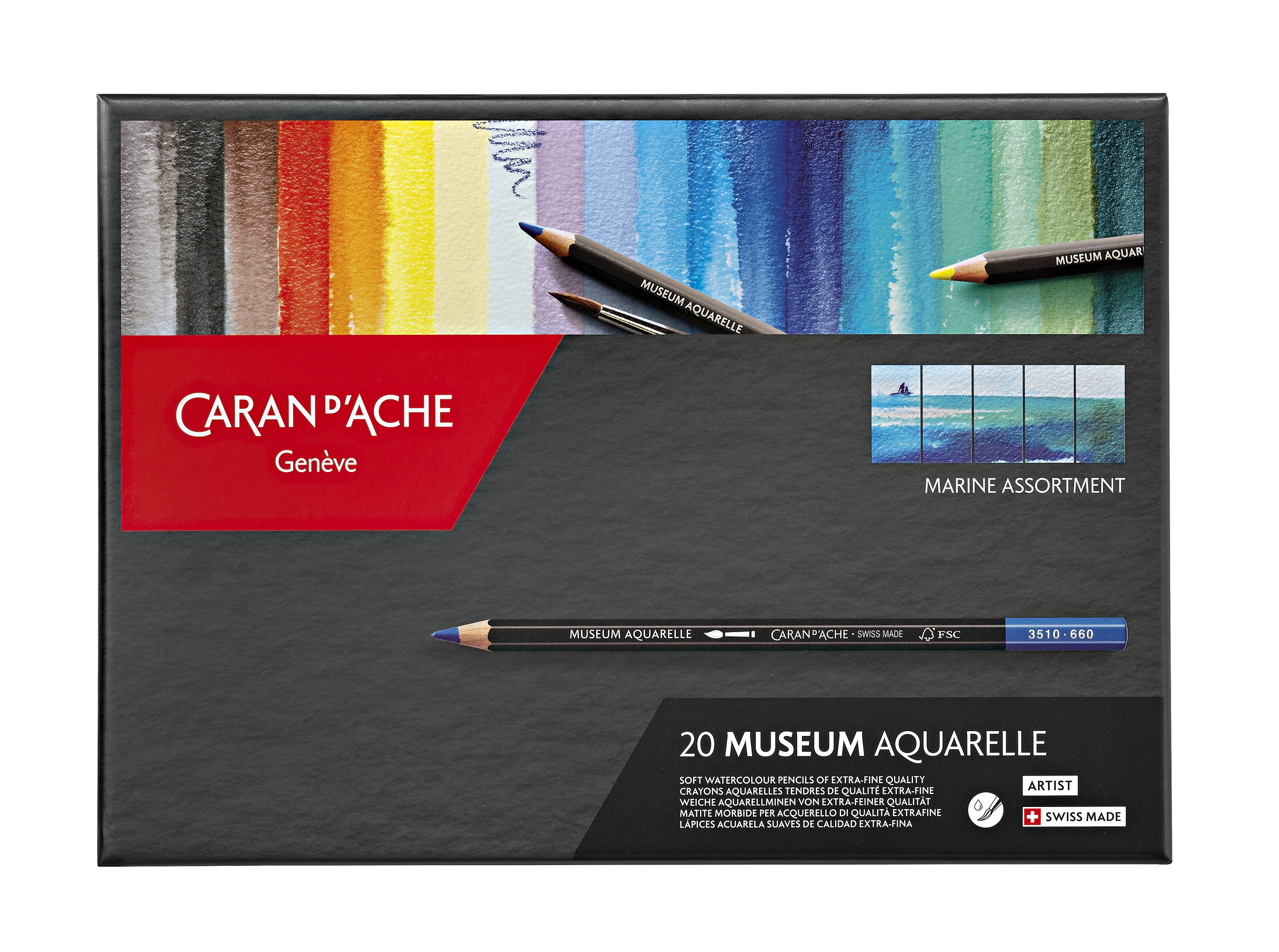 Caran d'Ache Museum Aquarelle 20er Set Marine Kartonschachtel mit 20 Farben Caran d'Ache Museum Aquarelle 20er Set Marine Kartonschachtel mit 20 Farben