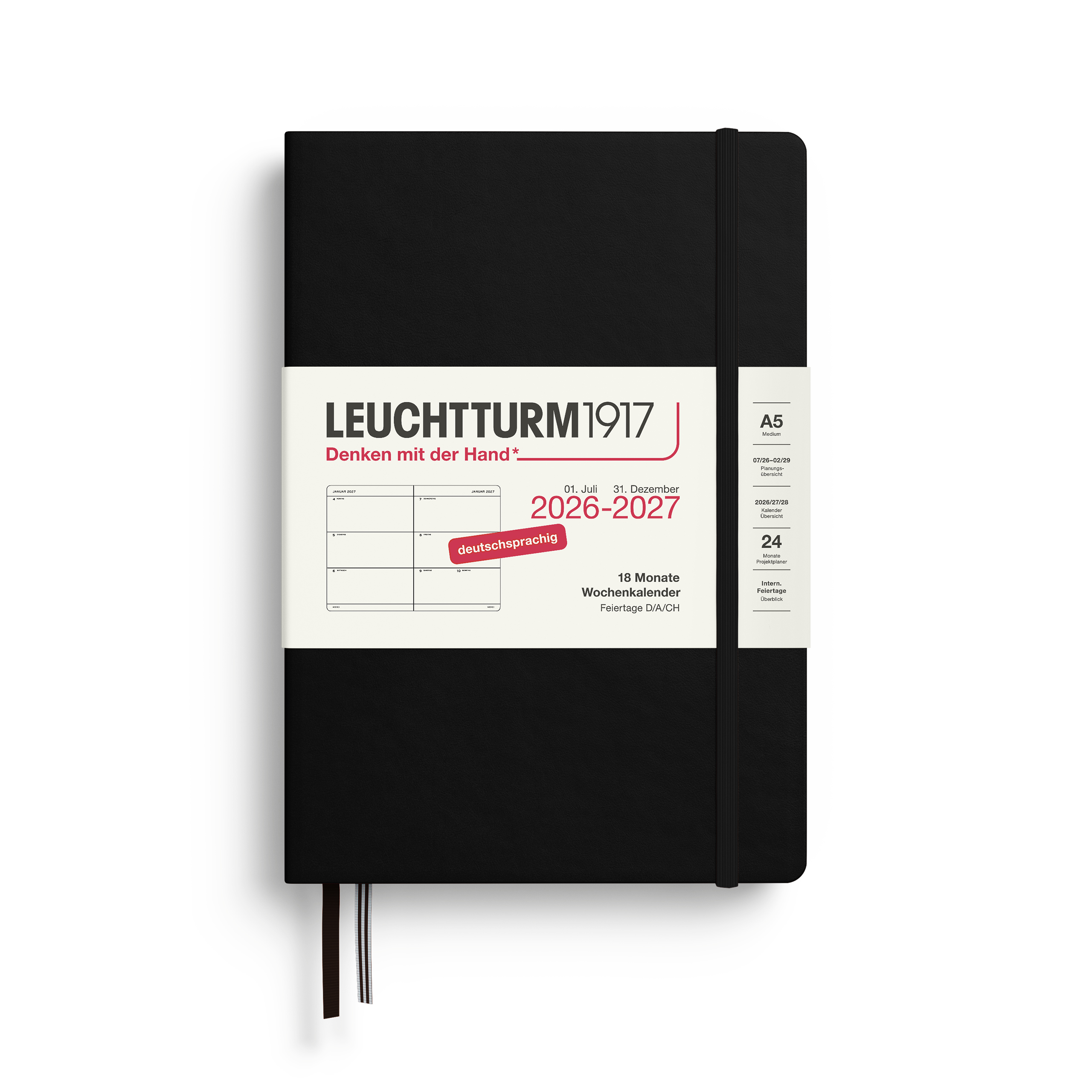 Leuchtturm Wochenkalender Medium (A5) 2027 18 Monate Deutsch 