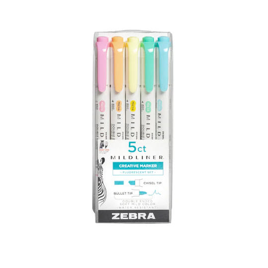 Zebra Mildliner Highlighter Fluorescent Set
