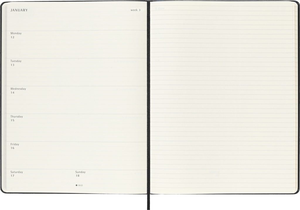 Moleskine Wochen-Notizkalender XL 18 Monate 2025-26 Hardcover Schwarz