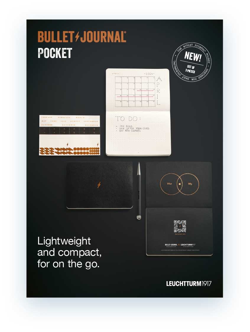 Leuchtturm Bullet Journal Pocket Schwarz 3er Pack