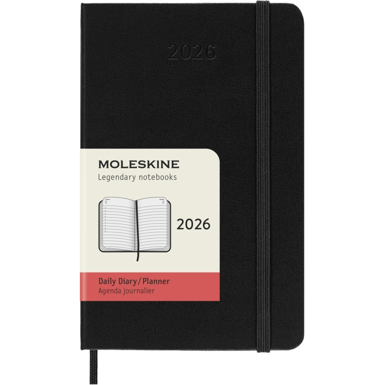 Moleskine Tageskalender 2026 Pocket Hardcover Schwarz