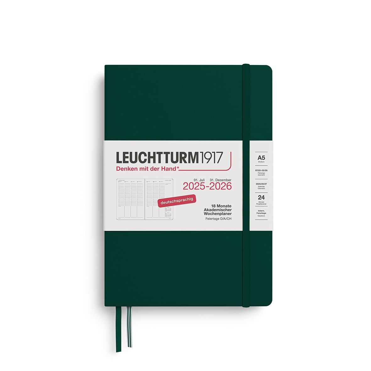 Leuchtturm Akademischer Wochenplaner Medium (A5) 2026 18 Monate Deutsch