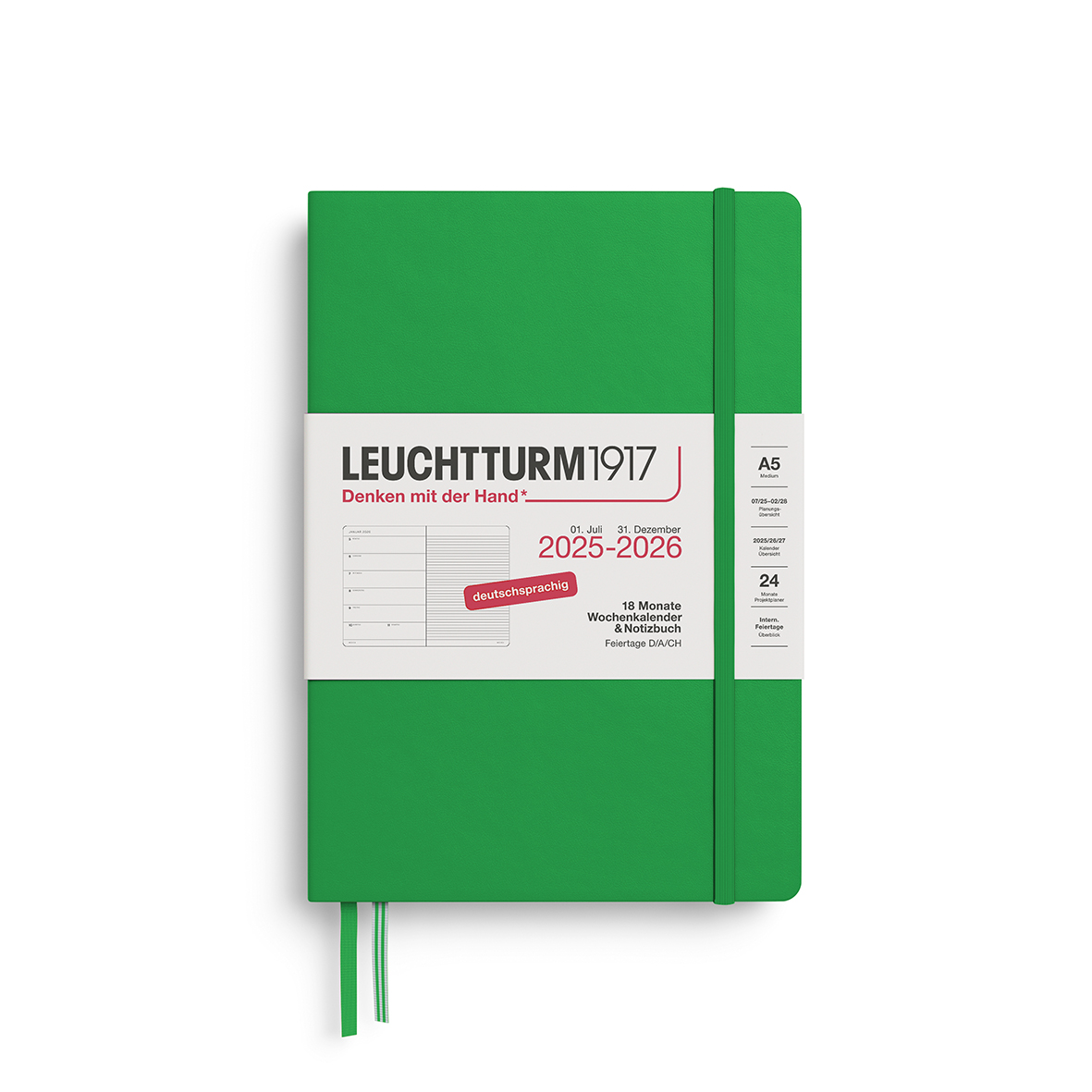 Leuchtturm Wochenkalender & Notizbuch Medium (A5) Hardcover 2026 18 Monate Deutsch