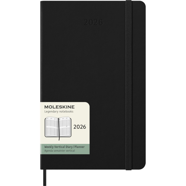 Moleskine vertikaler Wochenkalender 2026 Large Hardcover Schwarz